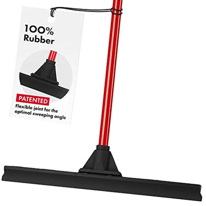 Heavy-Duty Floor Squeegee - Large 18" Wide Blade & 55" Long Handle Professional Grade Concrete, Garage & Commercial Rubber Squeegee Broom Floor Cleaner - Wood, Tile, Shower, Glass, Deck, Window - size: 18 Inch Blade - 1 Piece Handle