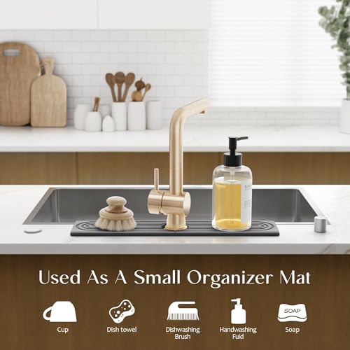 Diatomite Stone Sink Candy - Instant Dry Stone Sink Tray around Faucet, Prevents Moisture Buildup - Faucet Splash Guard for Bathroom Counter (Dark Grey, 20" x 3.9") - color: Dark Gray, size: 20" x 3.9"