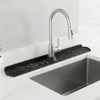 Silicone Sink Splash Guard, 30 Inch Foldable Mat - Adjustable Lock Guard for Kitchen Behind Faucet, Counter Protection(Black) - color: Black