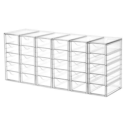 Vtopmart Acrylic Desk Organizer with 30 Drawers for Office, Makeup, Crafts | Clear Storage Drawers for Office Supplies, Desktop Organization for Makeup, Jewelry, Art Crafts, Bead, Pen, Stationary - style: D