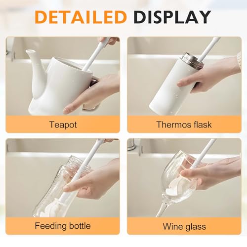 360° Flexible Silicone Bottle Brush with Long Handle, 2025 New Bottle Cleaning Brush, Deep Cleaning Brush for Narrow Neck Bottles, Water Bottles, Baby Bottles, Flasks Soft Bottle Brush (1PC) - color: 1pc