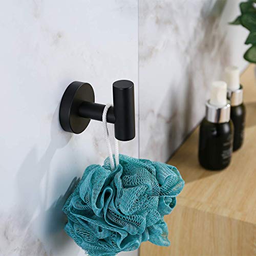 Matte Black Towel Hooks,2 Packs Wall Mount Towel Holder, Wall Robe Hook for Bathroom,Heavy Duty Stainless Steel Hook Hanger for Robe, Bath Towel, Coat(Drilling) - color: Matte Black