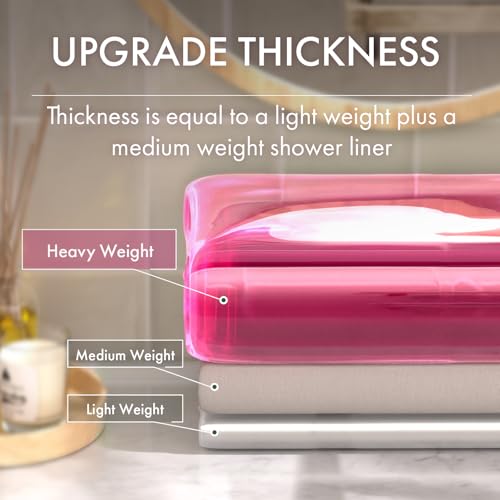AmazerBath No Hook Shower Curtain and Liner 3-in-1, 8G Luxury Heavy Duty Clear Hot Pink No Hook Shower Curtain Liner, 72x75 Cute EVA Bathroom Weighted Plastic Shower Curtain with 3 Heavyweight Stones - color: Rainbow Vibrant Haven