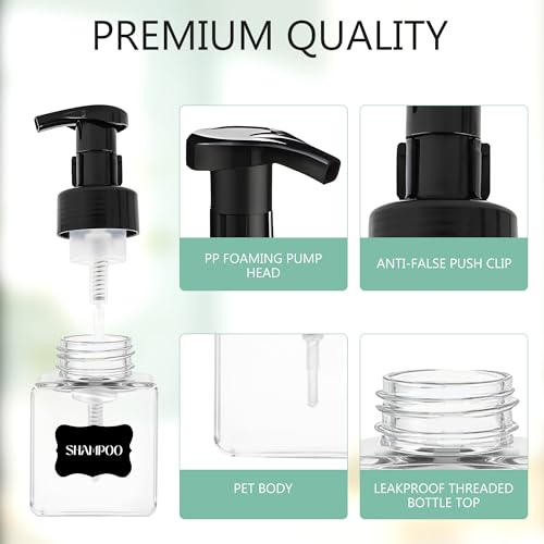 8.5 oz Foaming Soap Dispenser Plastic Foaming Pump Bottle, Refillable Dispenser with Plastic Pump, Empty Hand Bottles for Liquid Soap, Shampoo, Bathroom,Hotel,Restaurant (15, Transparent) - color: Transparent, size: 15
