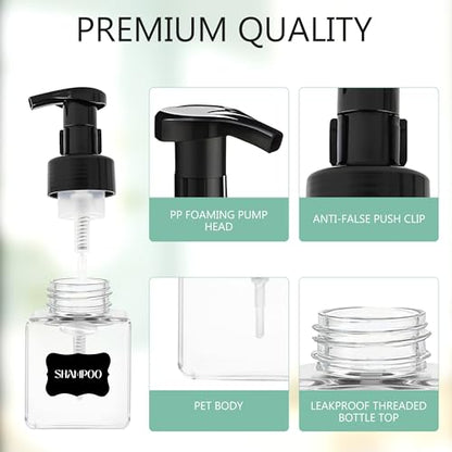 8.5 oz Foaming Soap Dispenser Plastic Foaming Pump Bottle, Refillable Dispenser with Plastic Pump, Empty Hand Bottles for Liquid Soap, Shampoo, Bathroom,Hotel,Restaurant (15, Transparent) - color: Transparent, size: 15