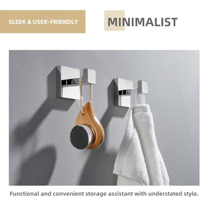 Angle Simple Bathroom Towel Hook, Robe Coat Hanger, Polished Chrome, 2 Pack | SUS304 Stainless Steel, Heavy Duty Wall Hook for RV Garage Kitchen Closet Cabinet, Hand Towel Holder Screw Wall Mount - color: Polished Chrome, size: 2 Pack