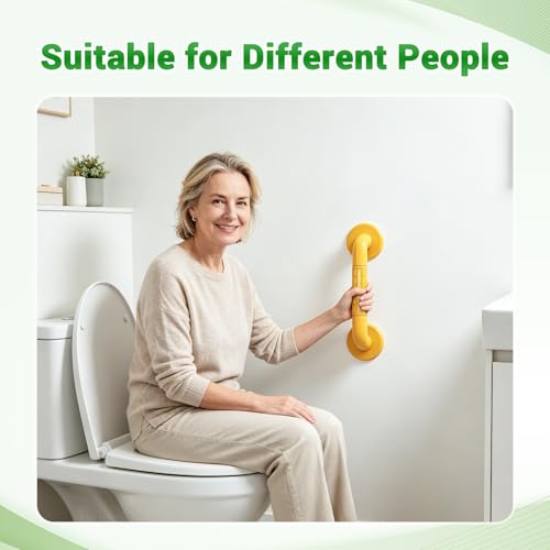 2 Pack Anti Bathroom Grab Rail,12inch Yellow Stainless Steel Shower Hand Rail,Safety Hand Rail Support for Elderly, Children and Disability