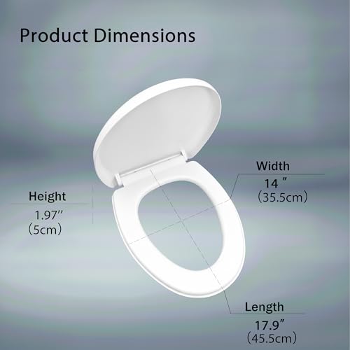 MinSha V-Shape Toilet Seat Soft Close Elongated, Matte White Easy Install