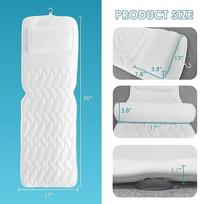 AEROiVi Full Body Bath Pillow with Lumbar Pillow Bathtub Cushion with 14 Suction Cups 3D Air Mesh Fit Any Tub Luxury Bathroom Accessories | Relaxing Soft Bathtub Cushion with laundry bag 3D Air Mesh Fit Any Tub Bathroom Accessories Washable Quick-Dry - si