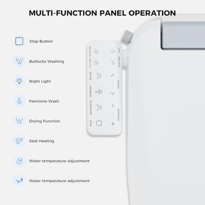 Electric Bidet Toilet Seat Elongated, Heated Warm Water Bidet Seat | Warm Air Dryer, LED Display, Self-Cleaning Nozzle, Rear & Feminine Wash, Soft Close Lid, LED Night Light, Wireless Remote - style: Premier