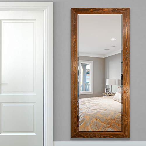 Barnwood Wood Full Length Mirror - Colonial Maple - color: Maple, size: 61"L x 25"W