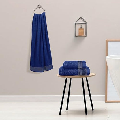 Ultra Soft 3 Pack Cotton Towel Set, Contains a Bath Towel 28x55 inch, a Hand Towel 16x24 inch & a Wash Coth 12x12 inch, Ideal Everyday use, Compact & Lightweight -Navy Blue - color: Navy Blue, size: 3 Pack Set