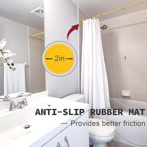 Thestoa Gold Shower Curtain Rod Adjustable 43-66 inch, 1"Diameter Spring Tension Curtain Rod No Drill, Anti-Rust Non-Slip Shower Rod for Bathroom - color: Gold, size: 43"- 66"