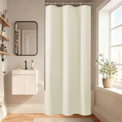 Aiyufeng Waterproof Fabric Shower Curtains for Bathroom，Dot Like Embossed Textured Soft Polyester Cloth Stall Shower Curtain，Hotel Luxury Quality Machine Washable，36Wx72L，Cream - color: Cream, size: 36"W x 72"L (Pack of 1)