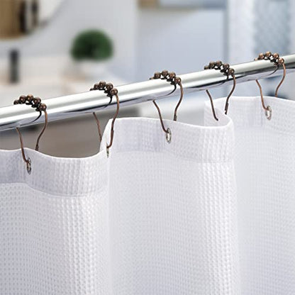Titanker Shower Curtain Hooks Rings, Rust-Resistant Metal Shower Curtain Hooks for Bathroom Shower Rods Shower Hooks Shower Rings for Curtain - Set of 12, Bronze - color: Bronze