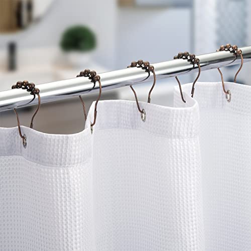Titanker Shower Curtain Hooks Rings, Rust-Resistant Metal Shower Curtain Hooks for Bathroom Shower Rods Shower Hooks Shower Rings for Curtain - Set of 12, Bronze - color: Bronze