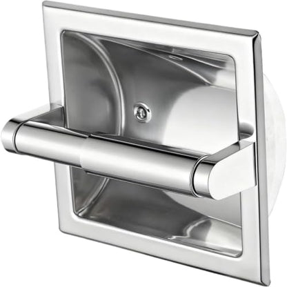 Recessed Toilet Paper Holder, Stainless Steel Toilet Roll Holder Silver | Tissue Dispenser Wall Mount for Bathroom Space Saving Design with Mounting Bracket - color: Silver