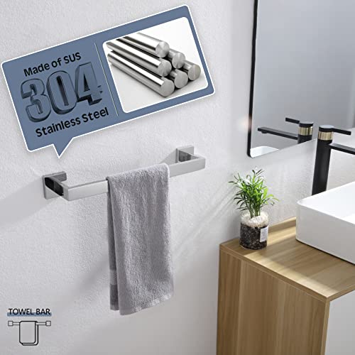 KOKOSIRI 16-Inch Single Towel Bar, Bathroom Kitchen Towel Holder, Wall Mounted SUS304 Stainless Steel Towel Rack, Polished Chrome, B4003CH-L16 - color: Polished Chrome, size: 16-Inch