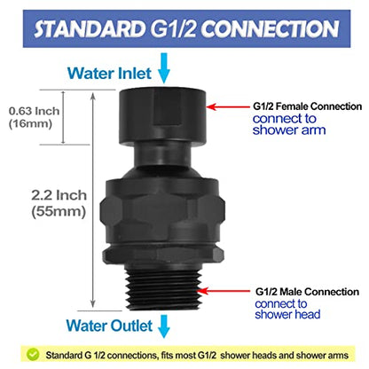Shower Head Swivel Ball Adapter Brass Adjustable Shower Arm Connector Universal Showering Component (Matte Black) - color: Matte Black