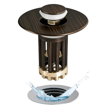 Anlige 3 in 1 Pop Up Bathroom Sink Stopper, Bathroom Sink Drain Strainer, with Removable Basket Hair Catcher, Universal Sink Plug Cover for 1.06 in to 1.6 in Drain, Oil Rubbed Bronze - color: Oil Rubbed Bronze