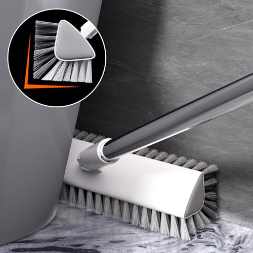 Floor Scrub Brush with Long Handle, Heavy-Duty Tile and Shower Grout Brush Stiff, Professional Grout Cleaner for Bathroom, Kitchen, Floor, Tile Brush Concrete Surfaces
