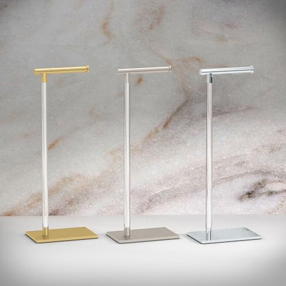 Gatco 1331C Modern Rectangle Base Freestanding Toilet Paper Holder, Chrome/Acrylic, Weighted Base Bathroom Tissue Stand 22.25" - color: Chrome/Acrylic, 22.25"h