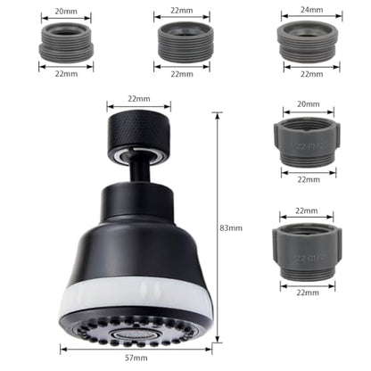 Faucet Aerator Faucet Sprayer Attachment, Kitchen Faucet Head Replacement with 4 Spray Modes, 360° Swivel Faucet Extender Anti-Splash Sink Sprayer Faucet Nozzle Head (Diamond, Black) - color: Black, style: Diamond