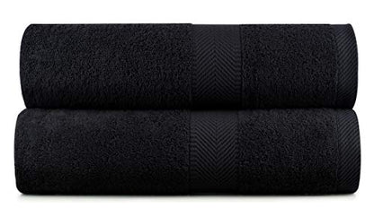 BY LORA 2-Pack Oversized Bath Sheets, Terry Cotton Hotel Large Towels, Black - color: Black, size: Bath Sheet 2-Pack