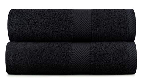 BY LORA 2-Pack Oversized Bath Sheets, Terry Cotton Hotel Large Towels, Black - color: Black, size: Bath Sheet 2-Pack