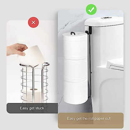 Black Bathroom Toilet Paper Roll Holder for 3 Roll Tissue （2Pcs） | , Brushed Nickel,Over The Tank Toilet Paper Holder,Self Adhesive Toilet Paper Storage Wall Mount,Stainless Steel - color: F:hold 3 Rolls Tissue(2pcs,black)