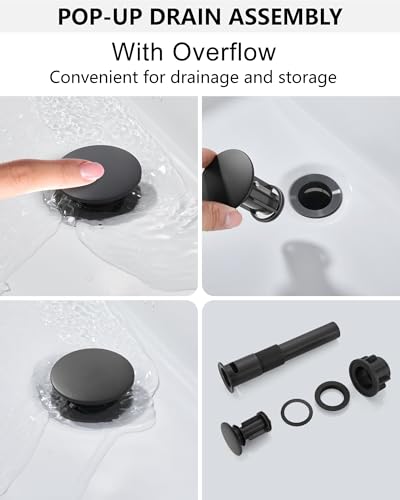 Midanya Waterfall Bathroom Faucet 1 Hole,Brushed Gold Spout/Matte Black | with 24” Hoses,Pop Up Drain,6” Deck Plate,for 1 or 3 Hole Vanity,Lavatory,RV,Single Handle Bathroom Sink Faucet,NSF Certified - color: Gold Spout/Black