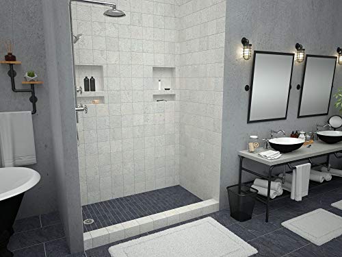 Tile Redi 3260LSPVC-15-2-4 Shower Pan with Left Drain- Single Curb Shower Base, 2" PVC Drain, and Plate Included, 60" Width x 32" Depth - size: 60" W x 32" D, style: Left Round Drain Plate 15" from Back