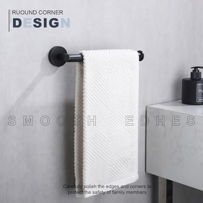 TASTOS Hand Towel Holder Towel Ring, Premium Stainless Steel Hand Towel Bar Heavy Duty Wall Mounted Modern Bath Accessories, 9 Inch Towel Rack for Bathroom Kitchen, Matte Black - color: Matte Black