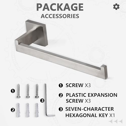 LANC Bathroom Hand Towel Holder Brushed Nickel Hand Towel Bar 10 Inche Right Side Square Towel Ring for Kitchen Bathroom Wall Mount Stainless Steel Modern Towel Racks Hanger, A8806BN - color: Brushed Nickel, size: 1 Pack(Right Hand)