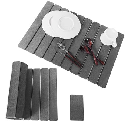 2pcs Stone Dish Drying Mat for Kitchen Counter, Quick-Dry Diatomaceous Earth Water Absorbent Pad & Countertop Drainer, Home Essentials for Bath and Pets - Dark Grey, 24x16’’ & 8x4’’ - color: Dark Gray