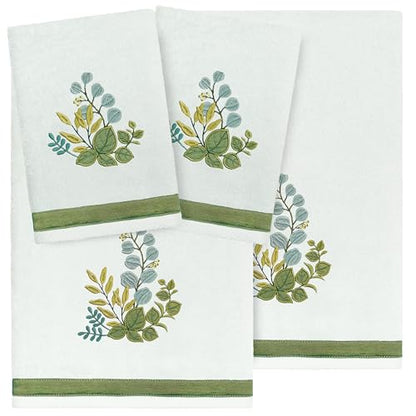 Verdant 4-Piece Luxury Towel Set, Applique Embroidered Bouquet, Plush Turkish Cotton, Durable & Quick Dry, Vibrant Bathroom Ensemble, 2 Bath 2 Hand Towels, Aqua - color: Aqua, size: 2 Pcs Bath 2 Pcs Hand Towel