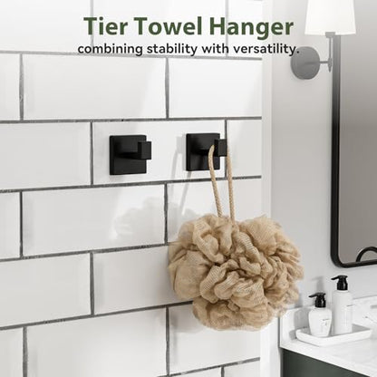 5-Pieces Matte Black Bathroom Hardware Set, 16 Inch Bathroom Towel Bar Set, SUS304 Stainless Steel Bathroom Hardware Accessories Set, Towel Racks for Bathroom Wall Mounted - size: 16 Inch (5 Pieces)