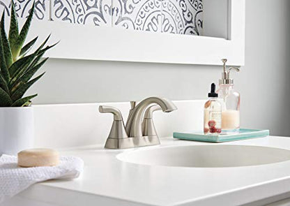Peerless Parkwood Centerset Bathroom Faucet, Brushed Nickel Bathroom Sink Faucet, 2 Handle Bathroom Faucet, Pop-Up Drain Assembly, Brushed Nickel P2535LF-BN - color: Brushed Nickel
