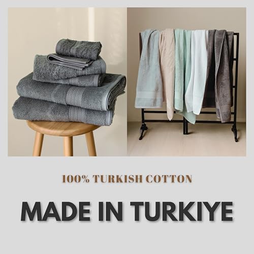 100% Turkish Cotton Towel Set of 6 - Soft, Plush & Super Absorbent - Premium Set with 2 Bath Towels, 2 Hand Towels, and 2 Washcloths - Made in Turkey (Dark Gray, 6-Piece Towel Set) - color: Dark Gray