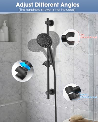 All Metal Shower Slide Bar with Adjustable Handheld Shower Head Holder, 25 Inch SUS304 Stainless Steel Shower Rail, Replacement for RV, Camper, Hotel & Bathroom, Polished Matte Black - color: MB