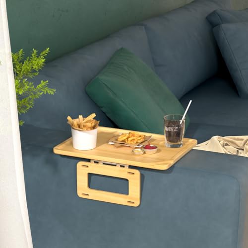 Smatdecis Couch Arm Tray Table Sofa Arm Clip Table, Armrest Tray Table Suitable for Home Drinks/Fast Food/Fruit Etc, Large Size Multi-Function Natural - color: Natural, size: 13" x 9.4"(Classic)