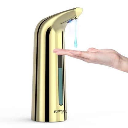 Automatic Liquid Soap Dispenser, 4-Level,Rechargeable | Plastic,13.5oz/400ml Gold Touchless Electric Hand & Dish Countertop Soap Dispensers with Sensor for Bathroom,Kitchen Sink - color: Gold, style: Rechargeable