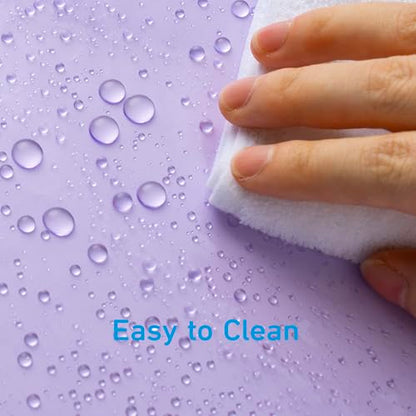 EHZNZIE Purple Shower Curtain Liner 72x72, PEVA Waterproof Bath Curtain, No Chemical Smell, 3 Weighted Magnets, Durable with Rustproof Metal Grommets - color: Clear Purple, size: 72"W x 72"L (Pack of 1)