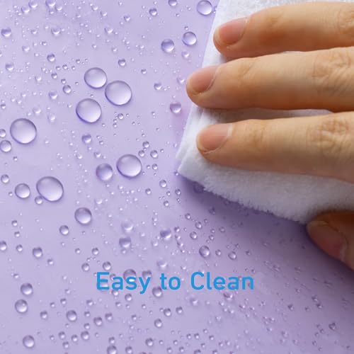 EHZNZIE Purple Shower Curtain Liner 72x72, PEVA Waterproof Bath Curtain, No Chemical Smell, 3 Weighted Magnets, Durable with Rustproof Metal Grommets - color: Clear Purple, size: 72"W x 72"L (Pack of 1)
