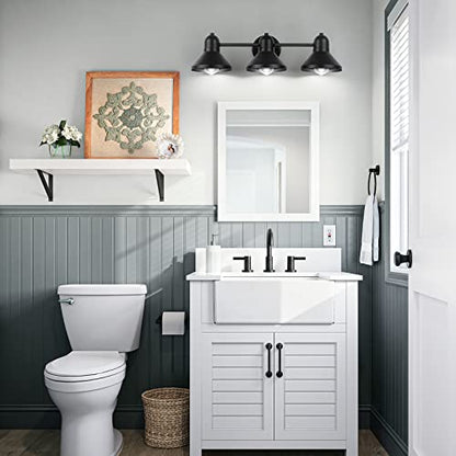 Bairth Bathroom Light Fixtures,3-Light Black Metal Vanity Light Over Mirror | Farmhouse Rustic Industrial Bathroom Vanity Light, Modern Bathroom Lights with Metal Shade for Living Room Cabinet Hallway - size: 3-Light