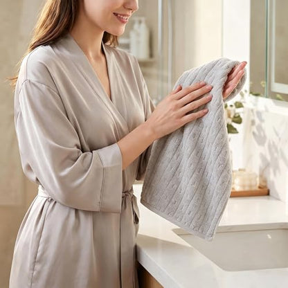 3 Pack Microfiber Hand Towels for Bathroom with Hanging Loops Quick Dry Small Towel Set for Bathroom Kitchen 14 x29.6inch (Gray) - color: Gray