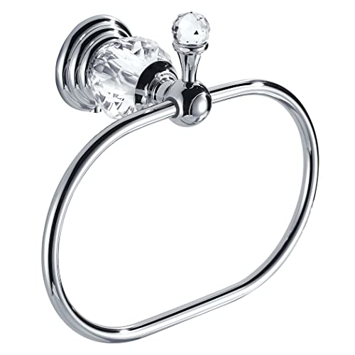 WOLIBEER Chrome Towel Ring,Crystal Hand Towel Holder,Bath Oval Hand Towel Rack Hanger Wall Mounted Bling Bathroom Accessories - size: Oval