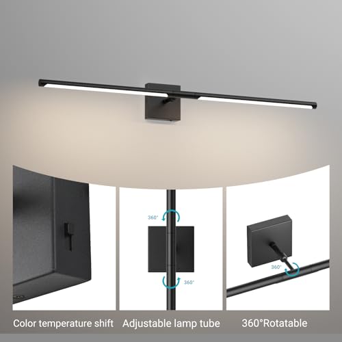 Tipace Hard-Wired LED Black Vanity Light Fixtures for Bathroom Over Mirror 39.4 inch LED Bath Sconces Hardwired 5CCT Adjustable Morden Picture Lights for Paintings - size: 39.4 IN-5CCT