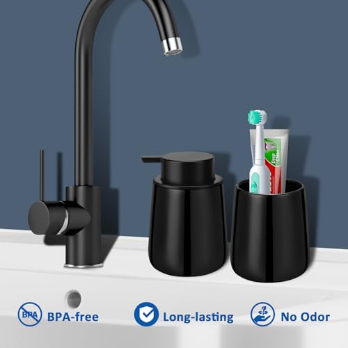 Soap Dispenser Ceramic with Easy-to-Press Pump Hand Lotion Liquid Dispenser for Shampoo Bathroom Kitchen 12 oz - color: Shinyblack