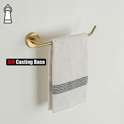 JQK Hand Towel Bar, Brushed Gold Stainless Steel Towel Ring Holder for Bathroom, 9 Inch Wall Mount, TR100-BG - color: Gold, size: 9 Inch (Right)
